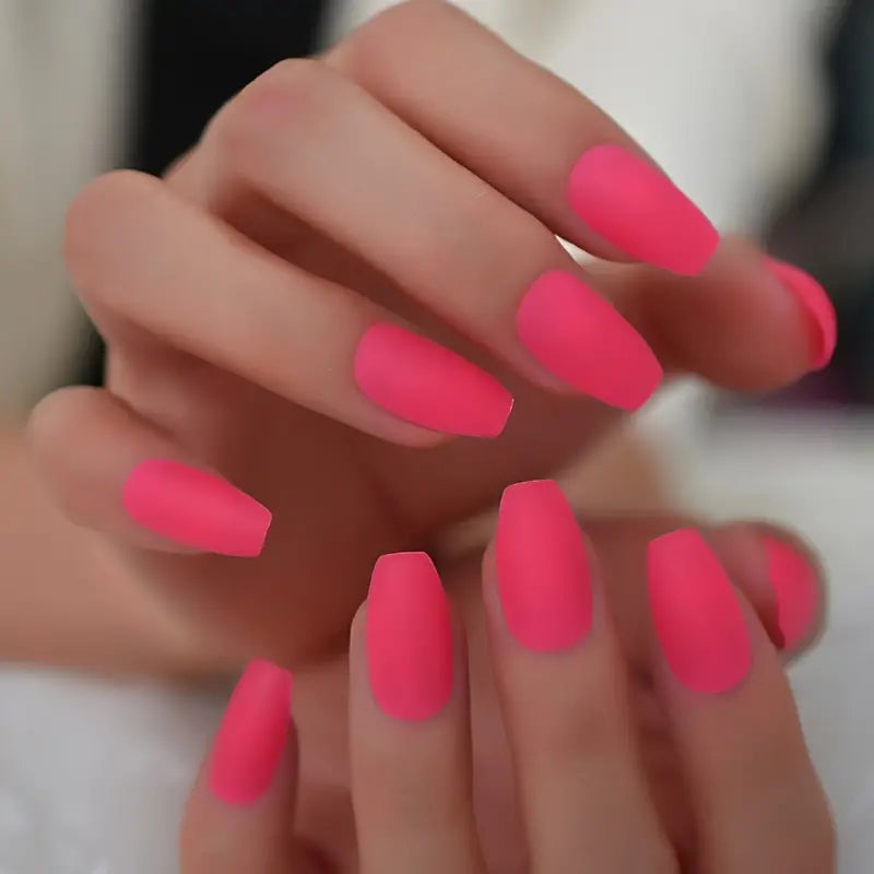 Matte Neon Pinkish Nails