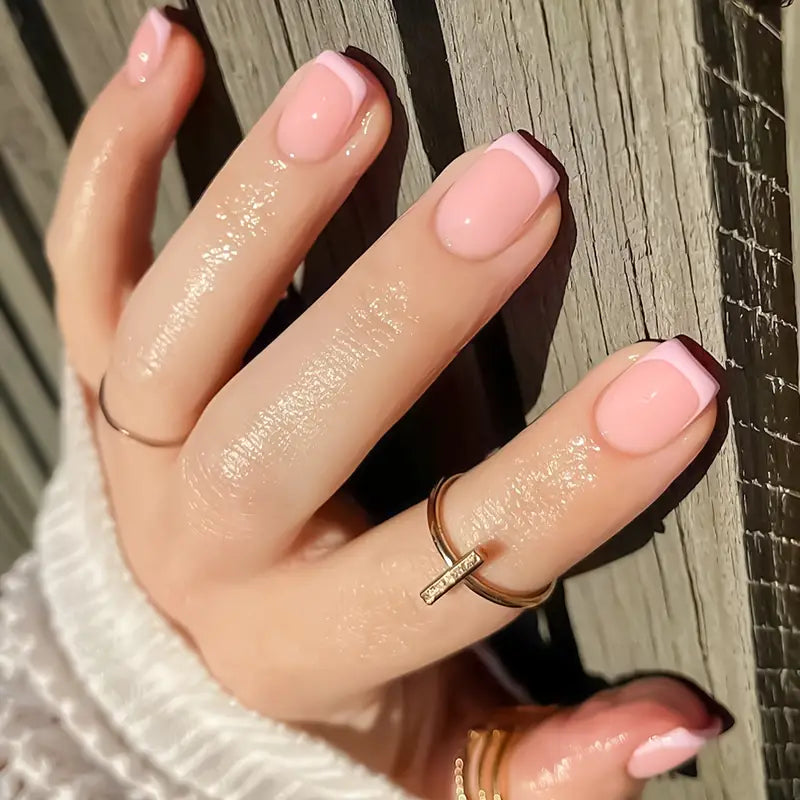 Square French Tip Press On Nails