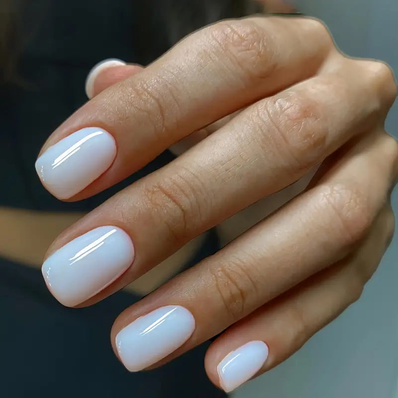 Milk White Solid Color Nails