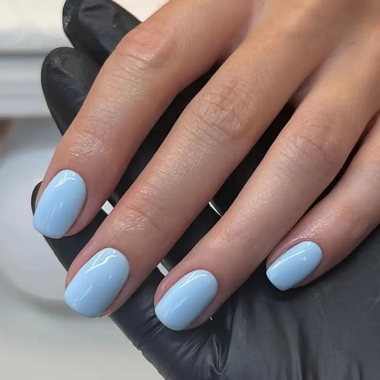 Solid Blue Color Nails