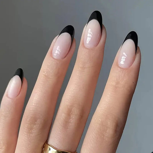 French Black Press On Nails