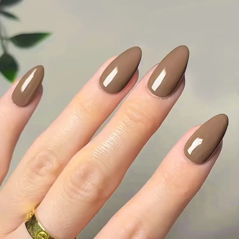 Short Almond Shape Glossy Nails