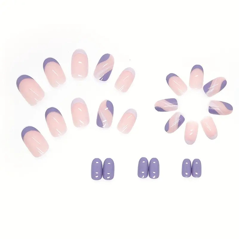 Pink Purple Ripple Almond Nails