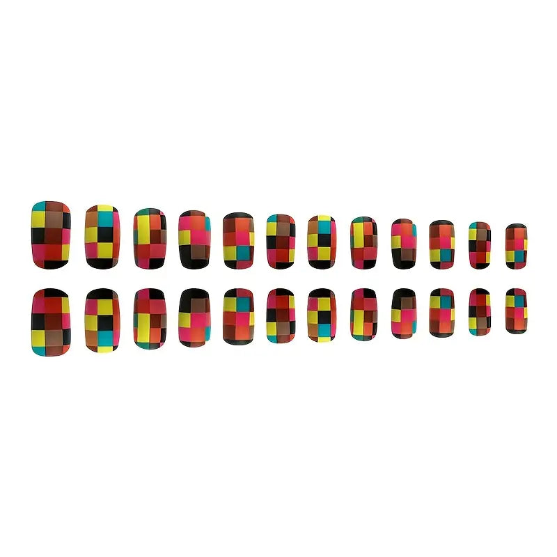 Matte Colorful Mosaic Nails