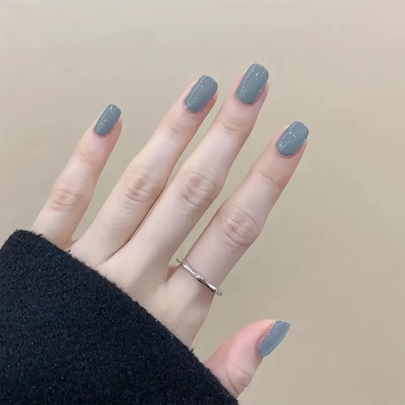 Grey French Tip Press On Nails