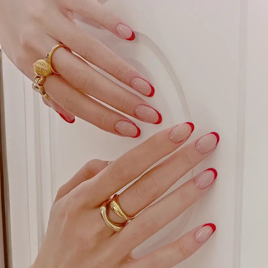 Medium Red French Tip Nail