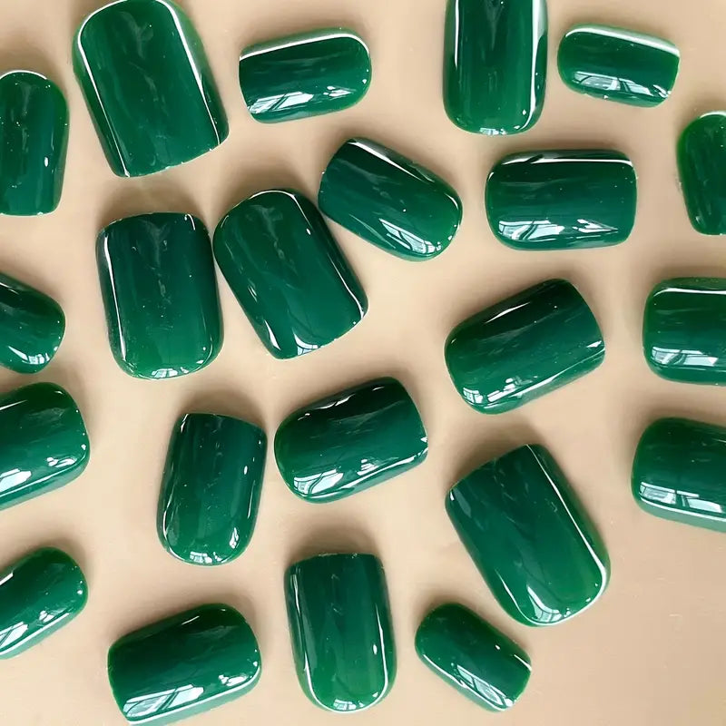 Glossy Green Press On Nails