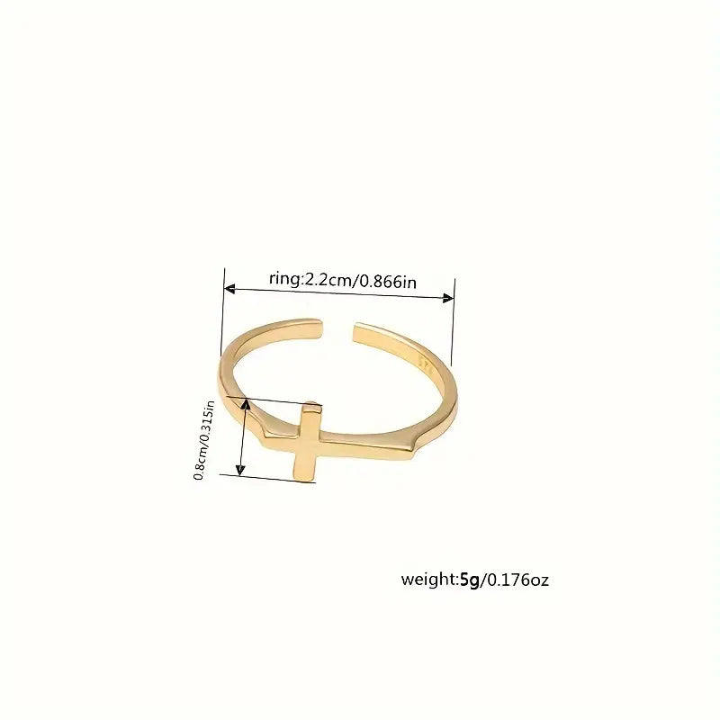 Minimalist Cross Cuff Ring