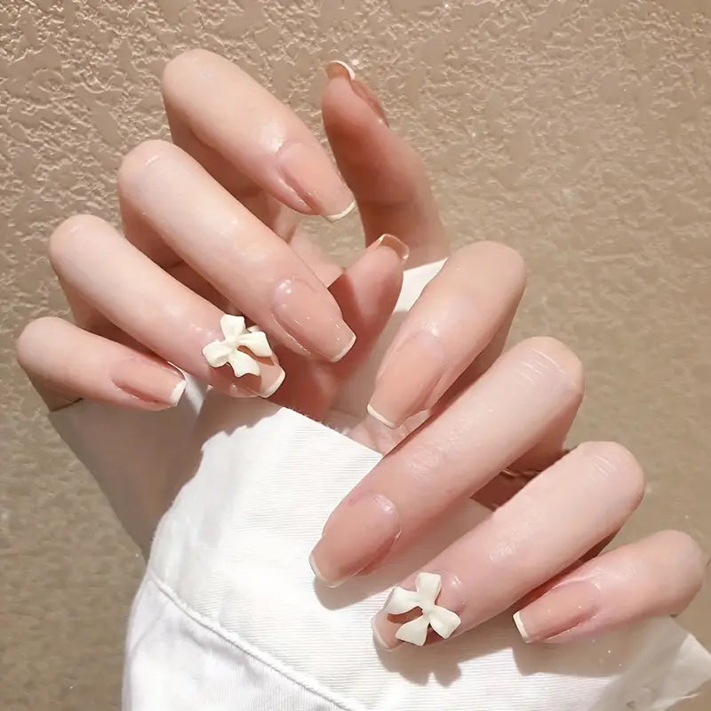 Glossy Nude Square Press On Nails