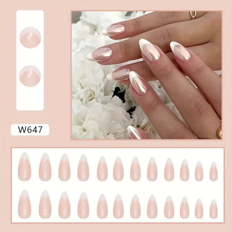 French Tip Nails Short Almond