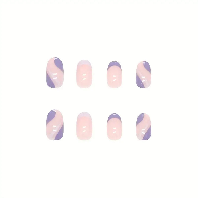 Pink Purple Ripple Almond Nails