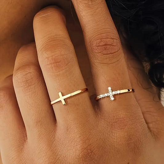 Minimalist Cross Cuff Ring