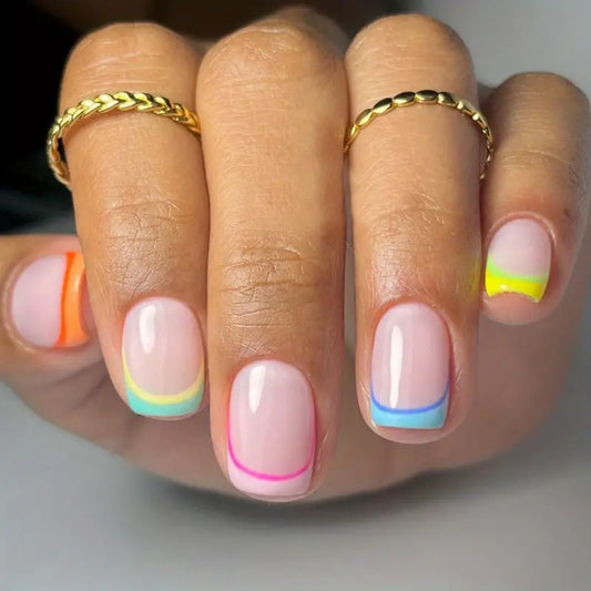 Colored French Tip Press On Nails