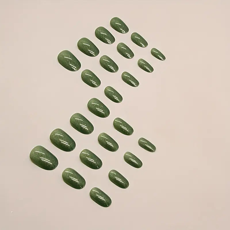 Green Artificial Nails With Jelly