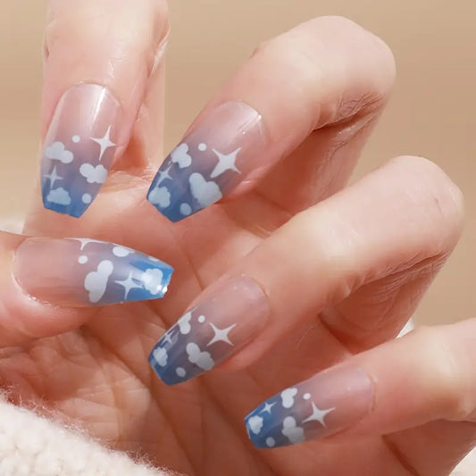 Blue And Pinkish Patterned Nails