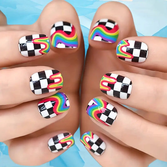 Rainbow French Press On Nails