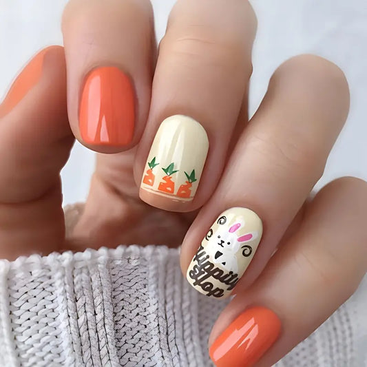 Easter Short Square Carrot Color Nails