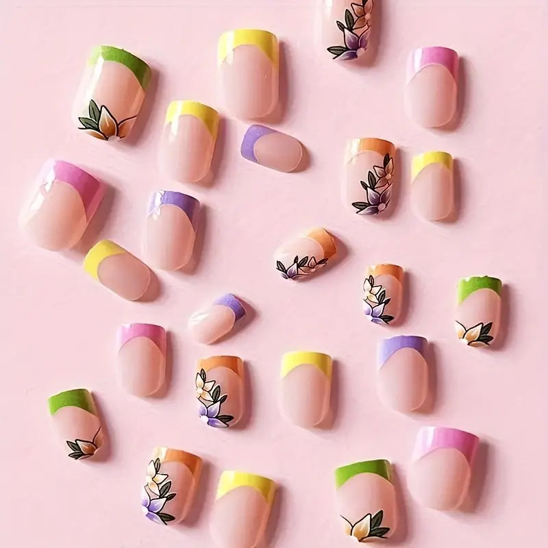 Glossy Colorful French Tip Nails