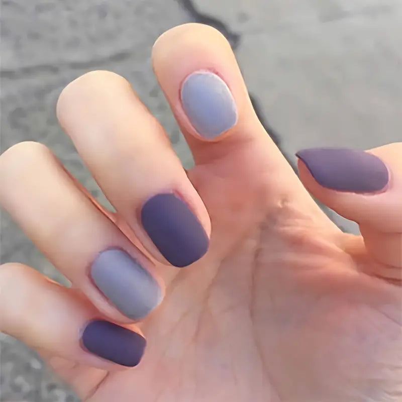 Matte Frosted Blue Short Nails