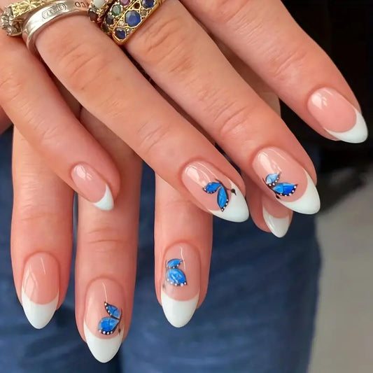 Butterfly French Tip Press On Nails