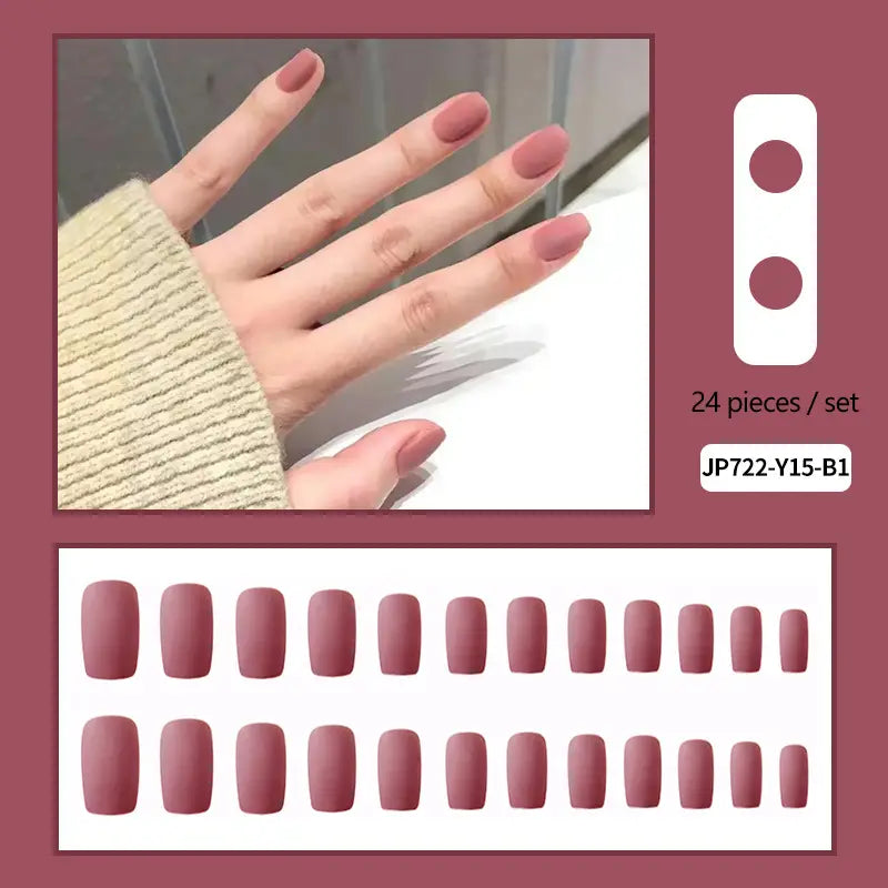 24pcs Short Square Matte Nails