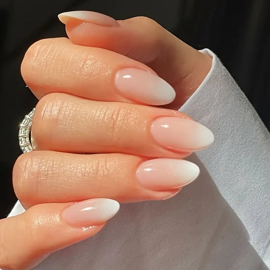 Medium Pink White Gradient Designs Nails