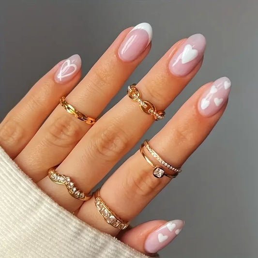 Glossy Pink French Tip Press On Nails