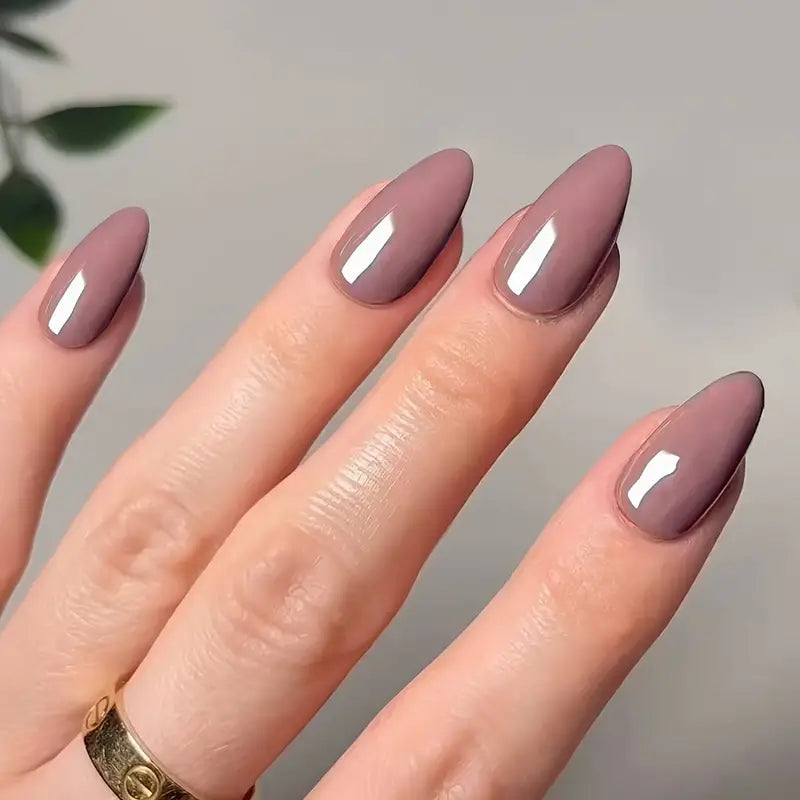 Short Almond Shape Glossy Nails