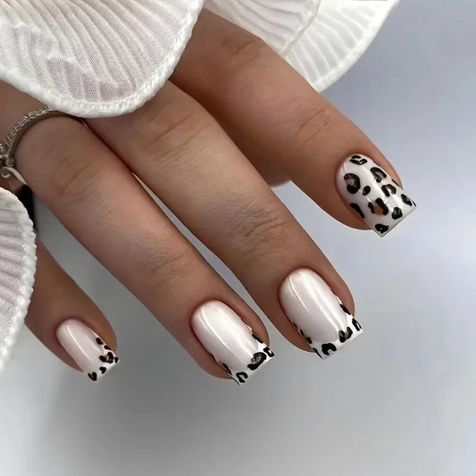 Leopard French Tip Press On Nails