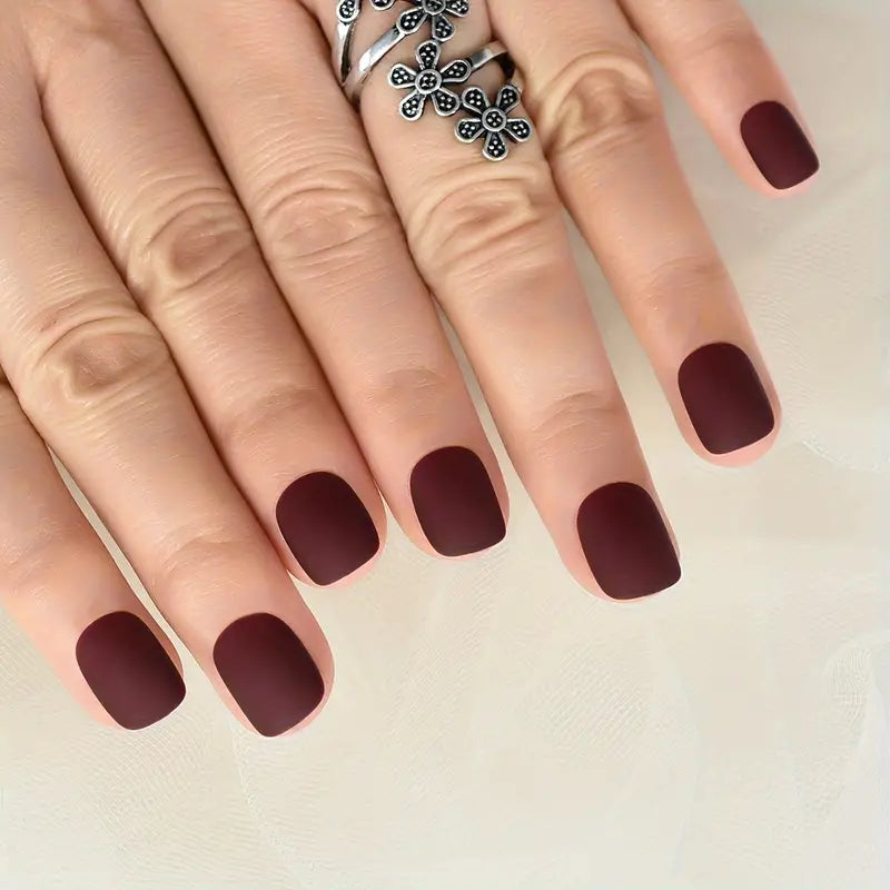 Matte Frosted Red Nails