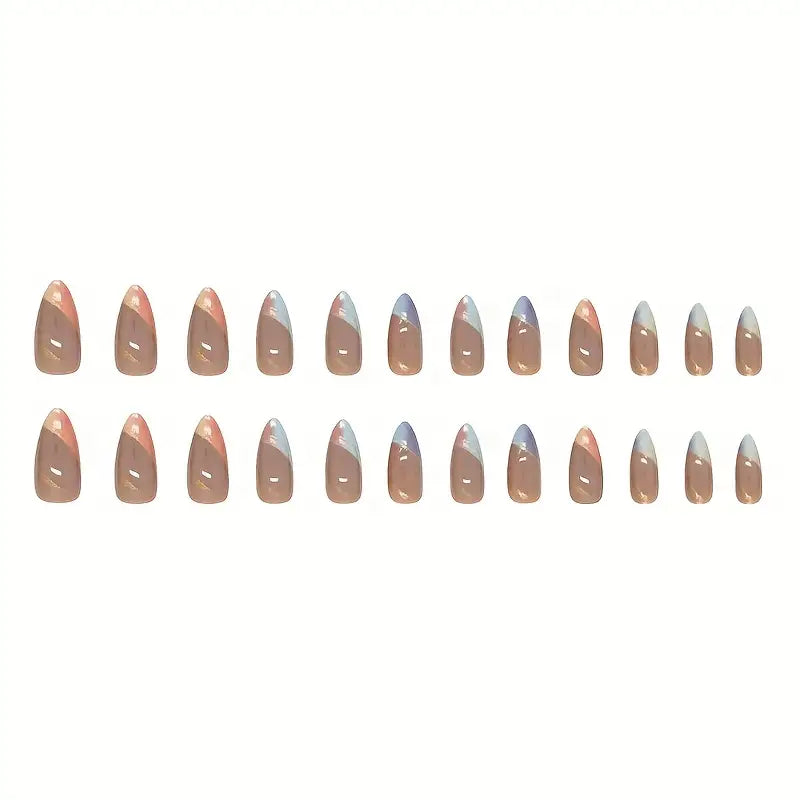 Almond Glitter Line Nail