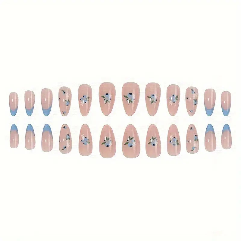 Blue French Tip Press On Nails