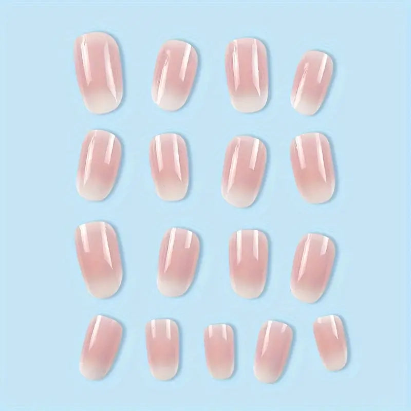 Pink Gradient Oval Press Nails