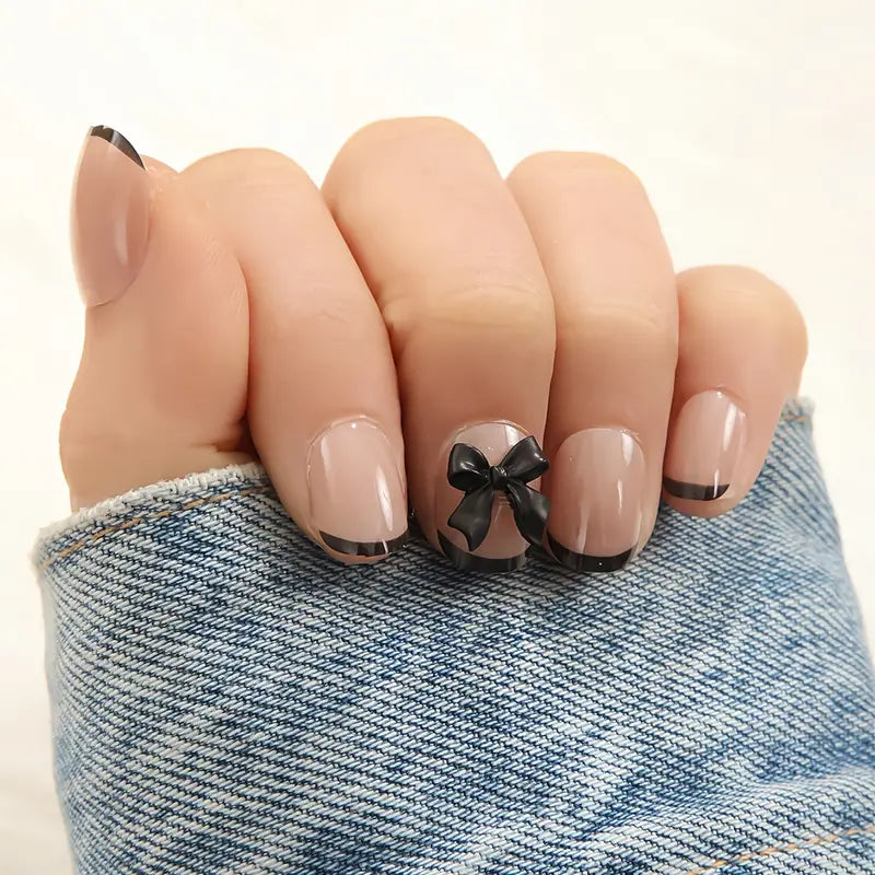 Square French Tip Press On Nails