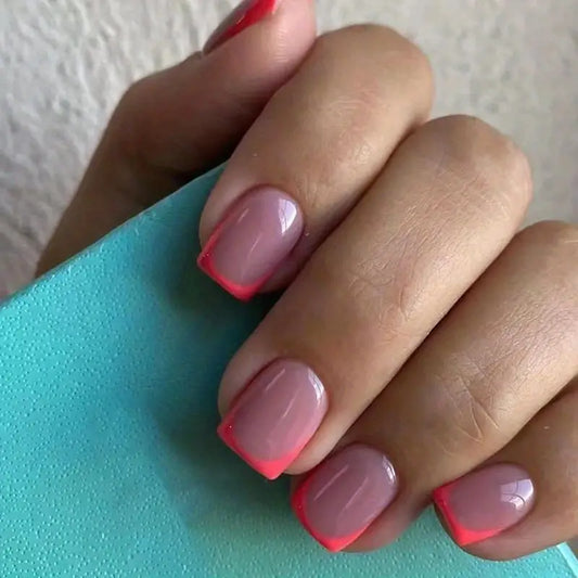 Brick Red French Tip Press On Nails