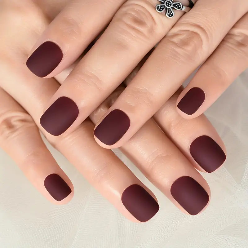 Matte Frosted Red Nails