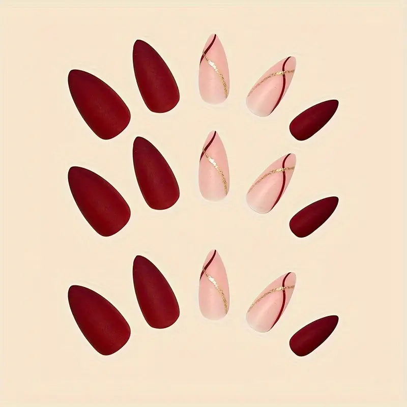 Elegant Wine Red Nails Kit