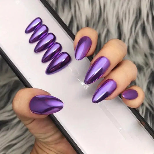 Purple Metallic Mirror Effect Nail