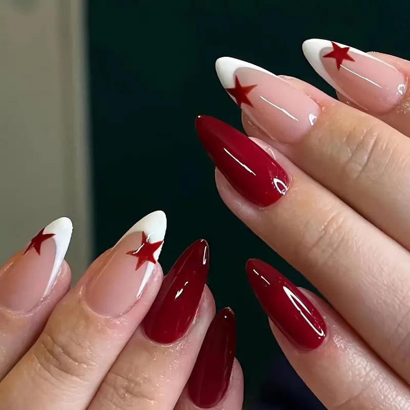 Red Star Pattern Medium Nail