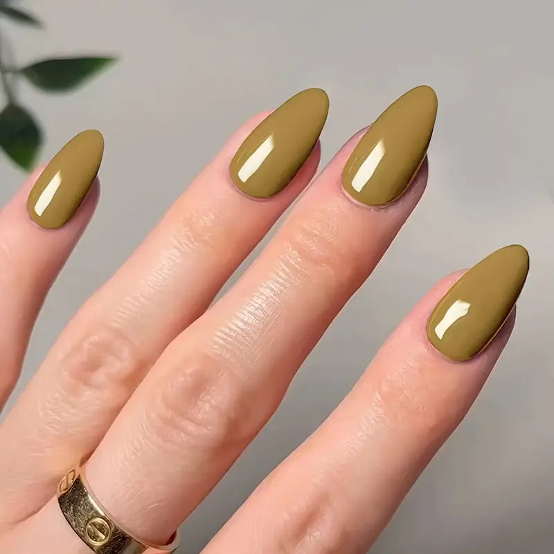 Short Almond Shape Glossy Nails