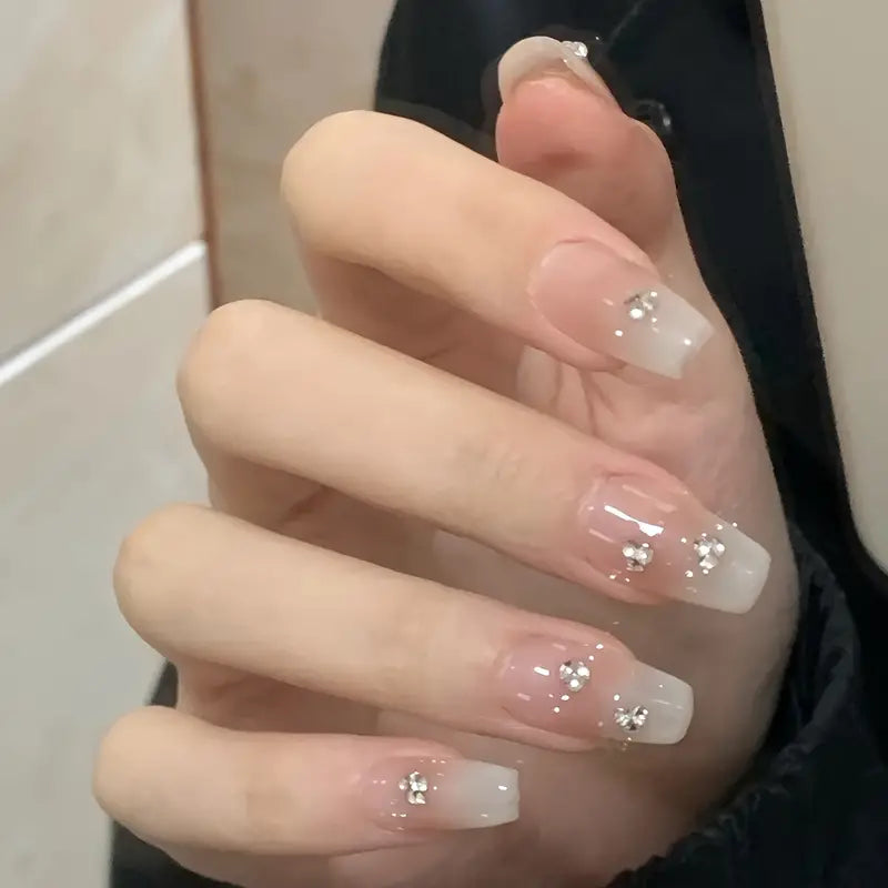 Ballerina Nails with Rhinestones