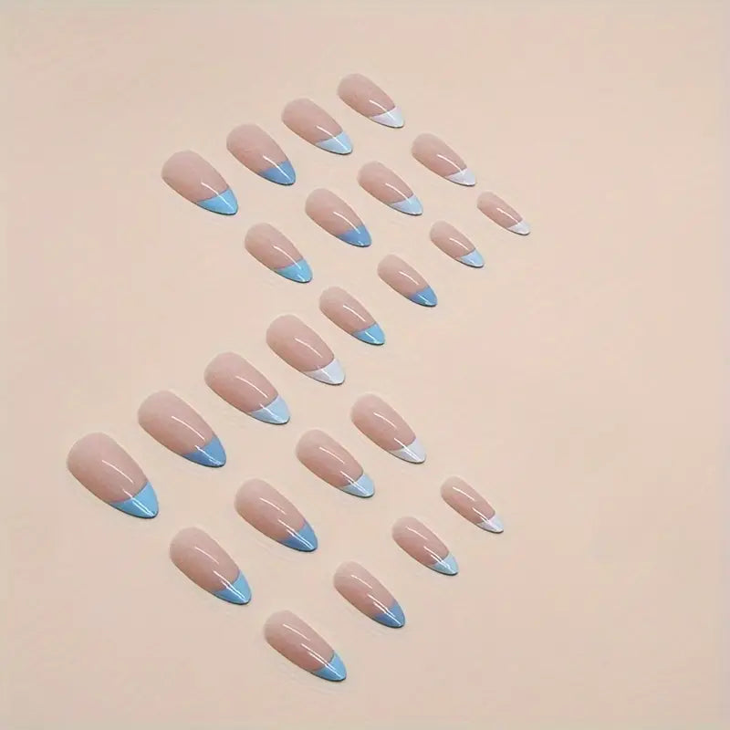 Long Almond Shaped Blue Nails