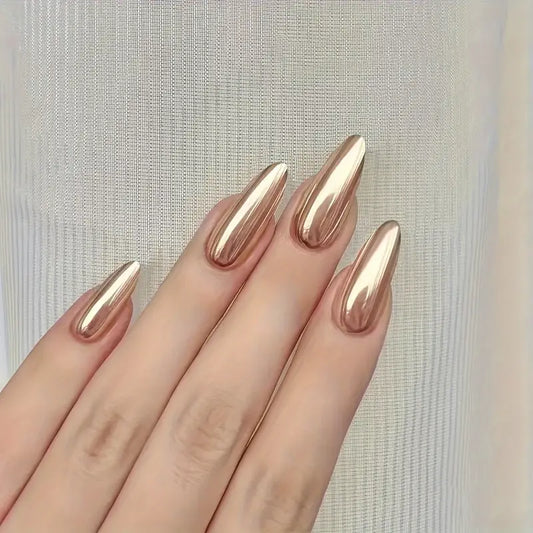 Metallic Golden Mirror Press-On Nails