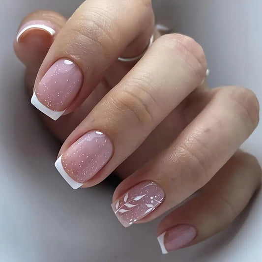 Glitter Pinkish Square Press On Nails