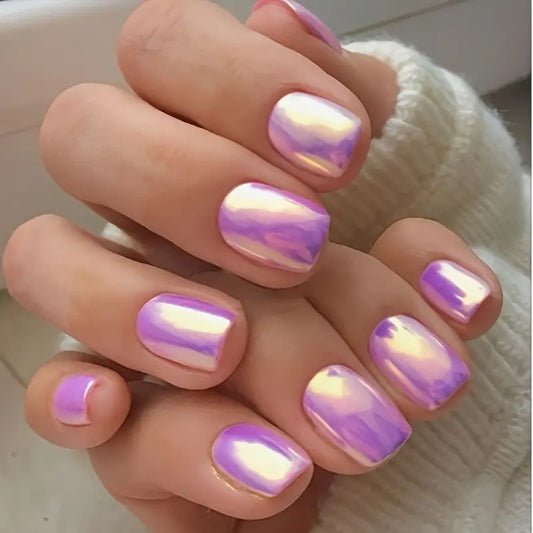 Shiny Punk Metallic Purple Nails