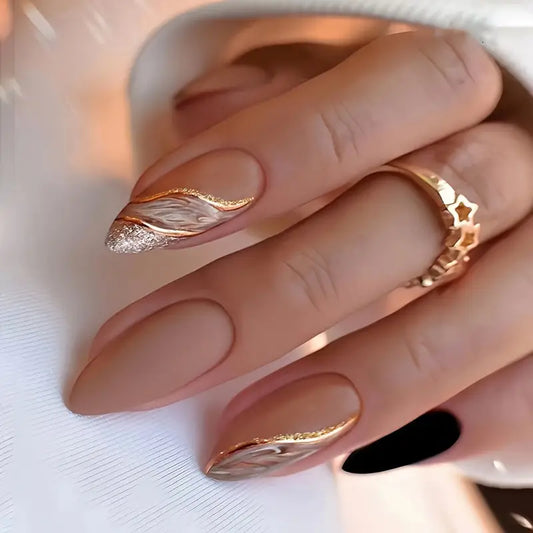 Golden Glitter Nails