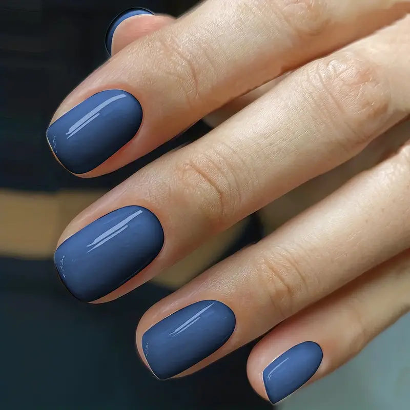 Dark Blue Square Press On Nails