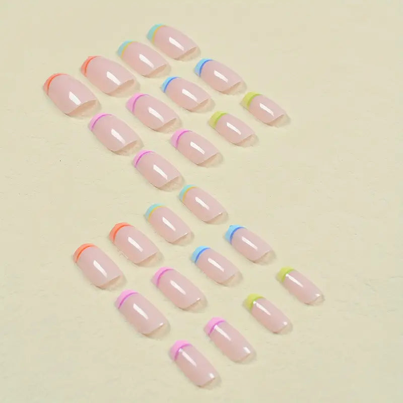 Colored French Tip Press On Nails