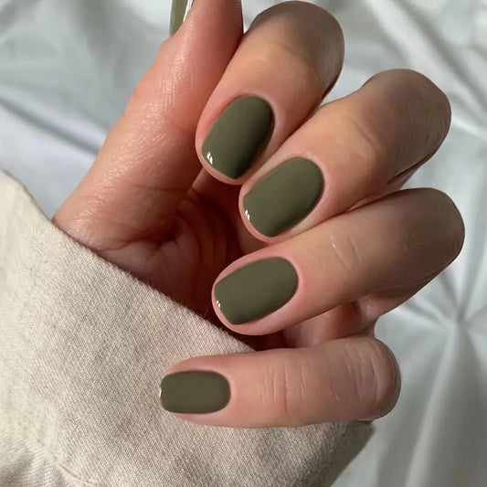 Glossy Green Square Press On Nails