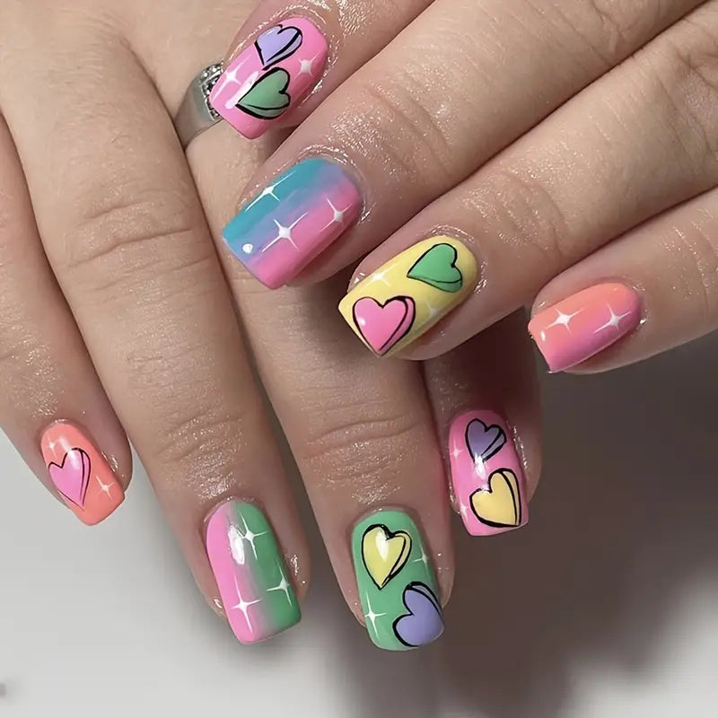 Sweet Heart Pattern Nails